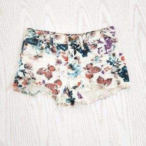 Free People | Floral Distressed Shorts
